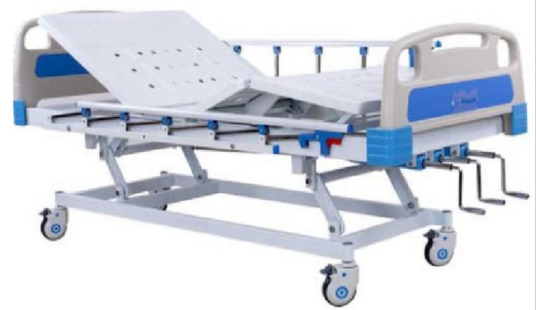 Hospital Bed or Medical Three Function Manual ICU Bed Abs Panel/ABS Railing for Patient