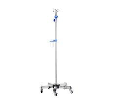 IV Stand Hospital Portable Foldable 5 Legs Height Adjustable Mobile Stainless Steel Infusion Pole